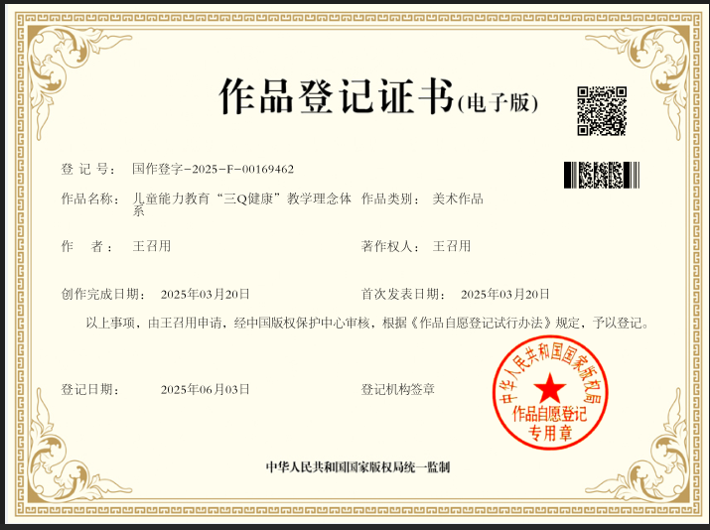 三Q健康体系版权证书