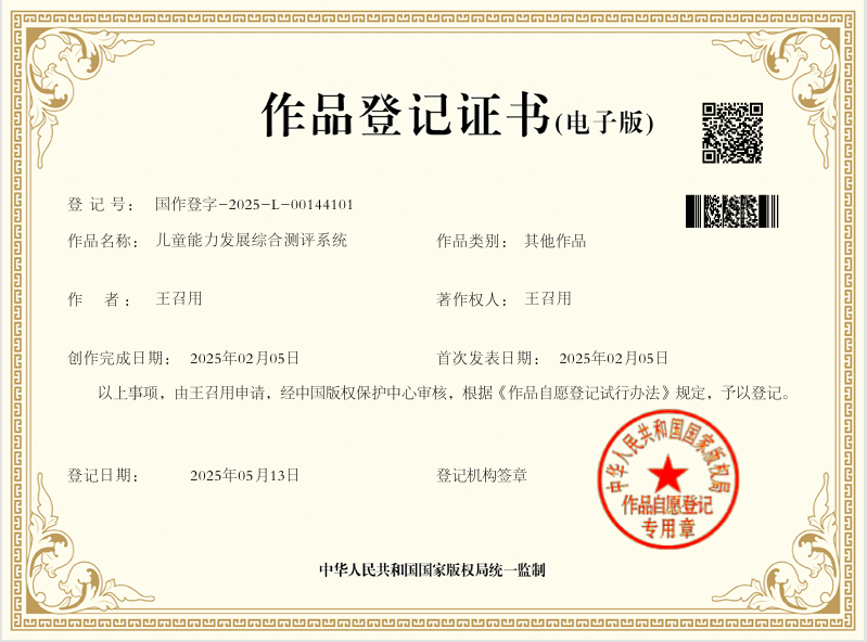 测评系统版权证书